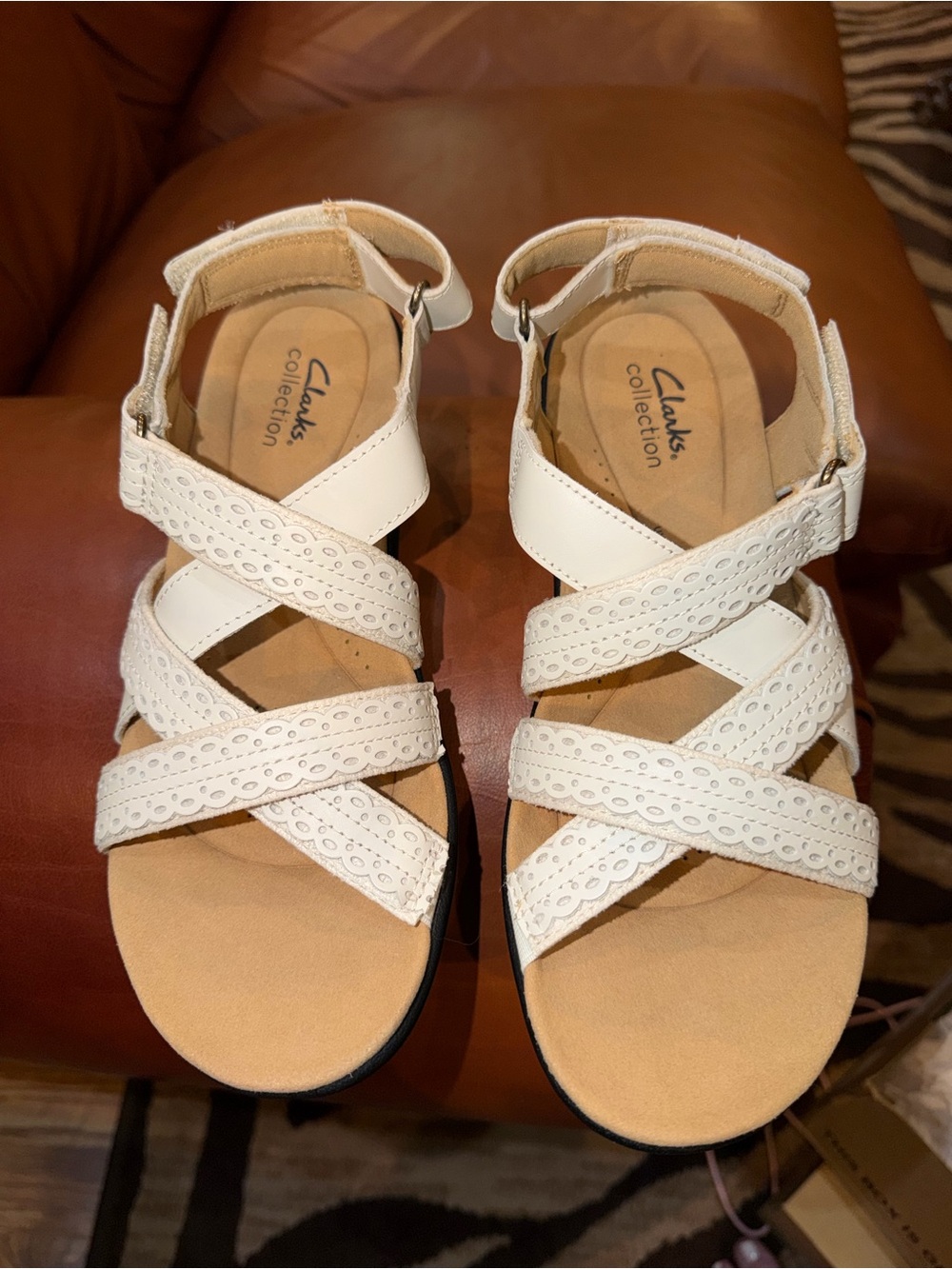 Clarks White Strappy Sandals. NWT